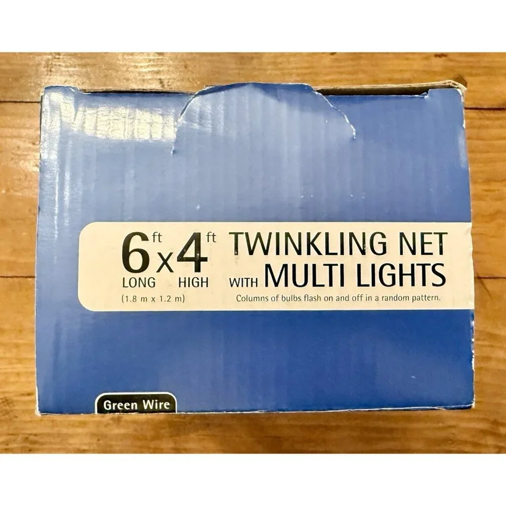 Vintage Multicolor Twinkling Net Lights 150 Indoor/Outdoor 6x4 Christmas Holiday